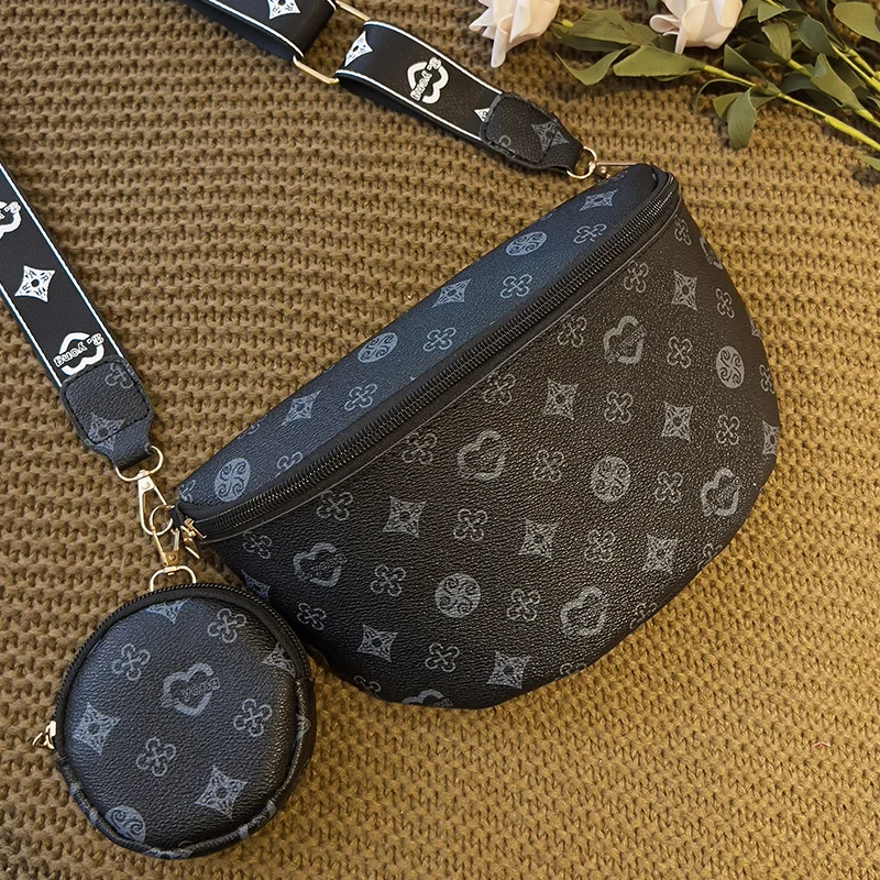 Fashion Flower Pattern Waist Bag Two Sets Mother and Child Women's Bag New Shoulder Crossbody Printing Decoration PU Materia