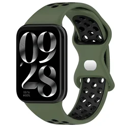 Two-Color Sport Silicone Strap Wristband Bracelet Accessories for Mi Band 9 8 Pro (3 Army Black)