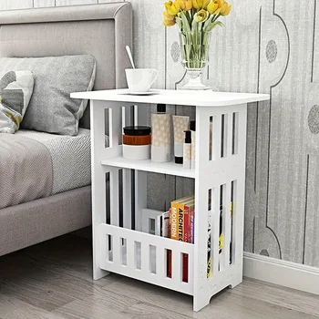 Youjia Small Side Shelf 3 Tier Side Table - Modern Wooden Bedside Table White Side Table for Home Bedroom Living Room Hallway Co