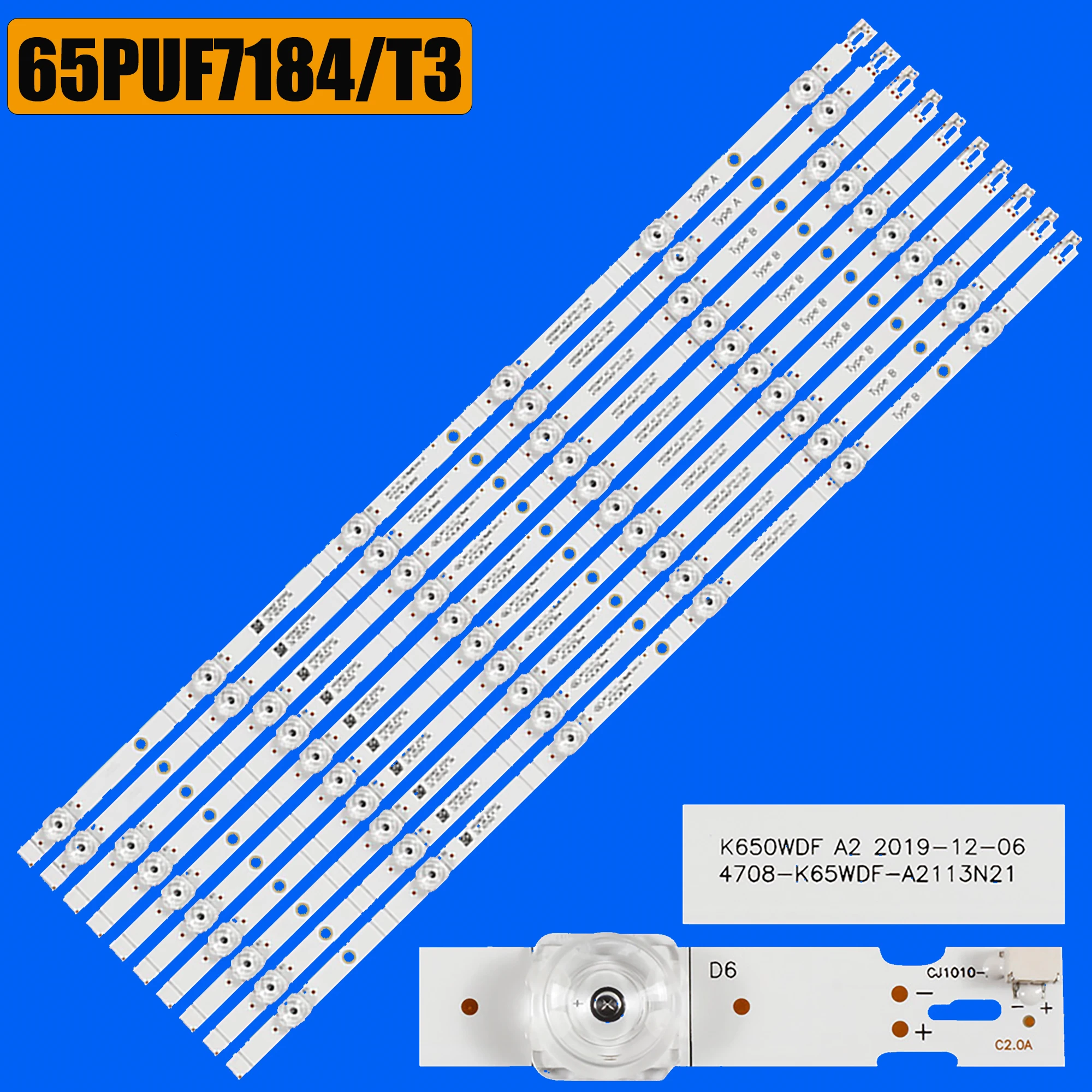 

LED Backlight strip for PHILIPS 65DS8800 65PUF7184/T3 65PUF7184 4708-K65WDF-A2113N01 4708-K65WDF-A2113N11 K650WDF A2