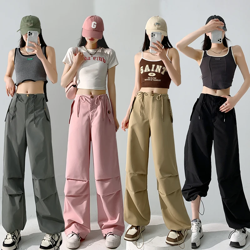 

Summer 2023 Baggy Cargo Pants Women Design Sense Fold Wide Leg Trouser Female Fashion Hip Pop Y2k Streetwear Mujer Harajuku New