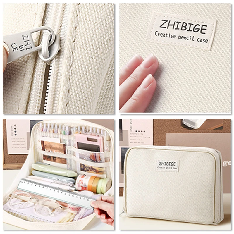 Extra Large Capacity Pencil Bag Aesthetic Stationery Supplies Pen Case Zipper Pencil Pouch School Cases School Supplies
