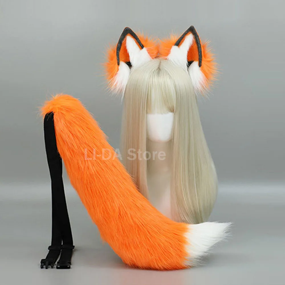 Soffici orecchie di animali Fascia pelosa per orecchie di gatto Guanti per capelli Set di coda per Halloween Natale Fancy Dress Up Puntelli per feste  200000532