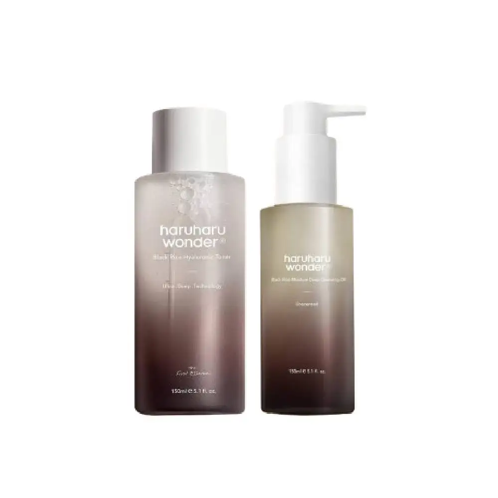 Korean Skin Care Sets Haruharu Wonder Hyaluronic Acid Black Rice Toner Pore Blackhead Makeup Cleansing Oil 150ml Face Care Sets