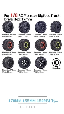 ZD Racing 100mm Rubber Tyres Wheels 17mm Hex for Redcat HSP HPI Kyosho Hobao Team Losi Carson 1/8 Buggy On-road RC Car