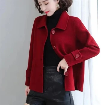 Cappotto di lana da donna 2025 Nuovo autunno e inverno Cardigan versatile Giacca da donna Temperamento Allentato Moda Femme Capispalla di lana 1