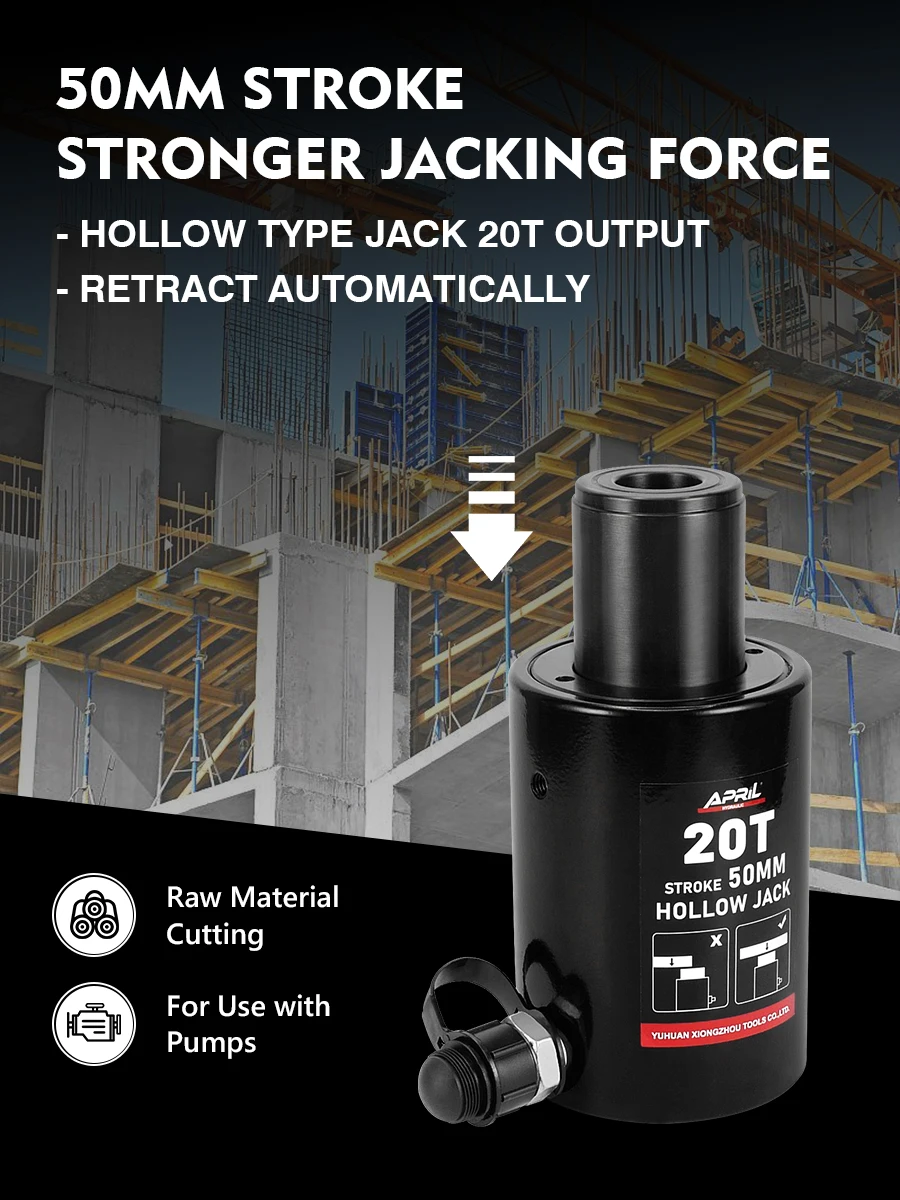 Hydraulic Hollow Plunger Jack 20ton 50mm Hollow Plunger Ram Hydraulic Hollow Cylinder RCH-2050 Hydraulic Lifting Maintenance 2