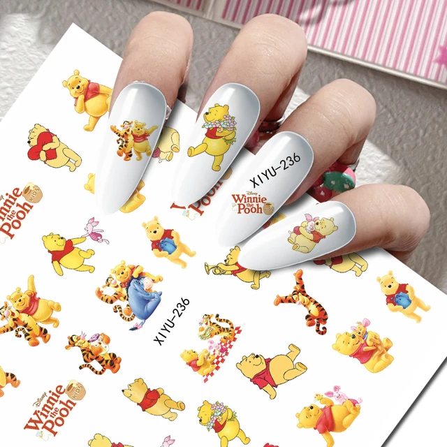 10PCS a pack of Disney Nail Art Stickers Mickey Minnie Princess Nail slider  Black Love Flower Nail Decals cartoon style designer - AliExpress