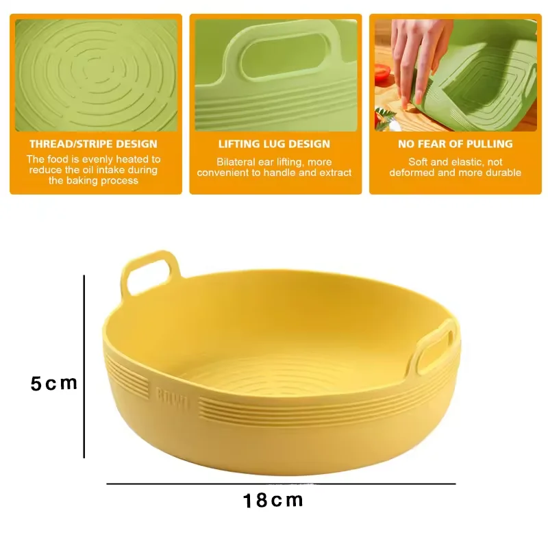 Silicone Air Fryer Liner Bowl - Reusable Non-Stick Cooking Accessory
