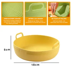 Silicone Air Fryer Liner Bowl - Reusable Non - Stick Cooking Accessory (Round Yellow)