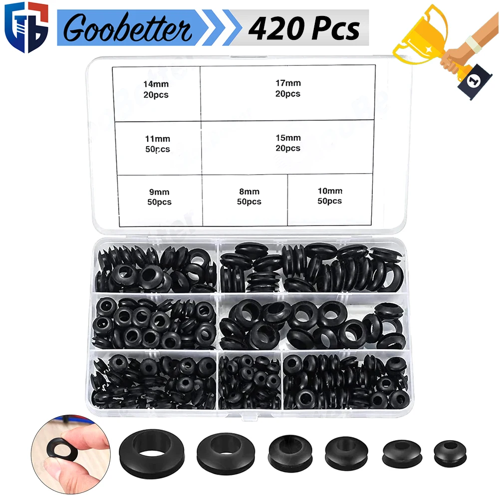 

260Pcs Black Rubber Seal Ring Oil Sealing Grommet Wire O Ring Set ID 3 4 5 6 8 10 12mm Gasket Protects Cable Washer Hardware Kit