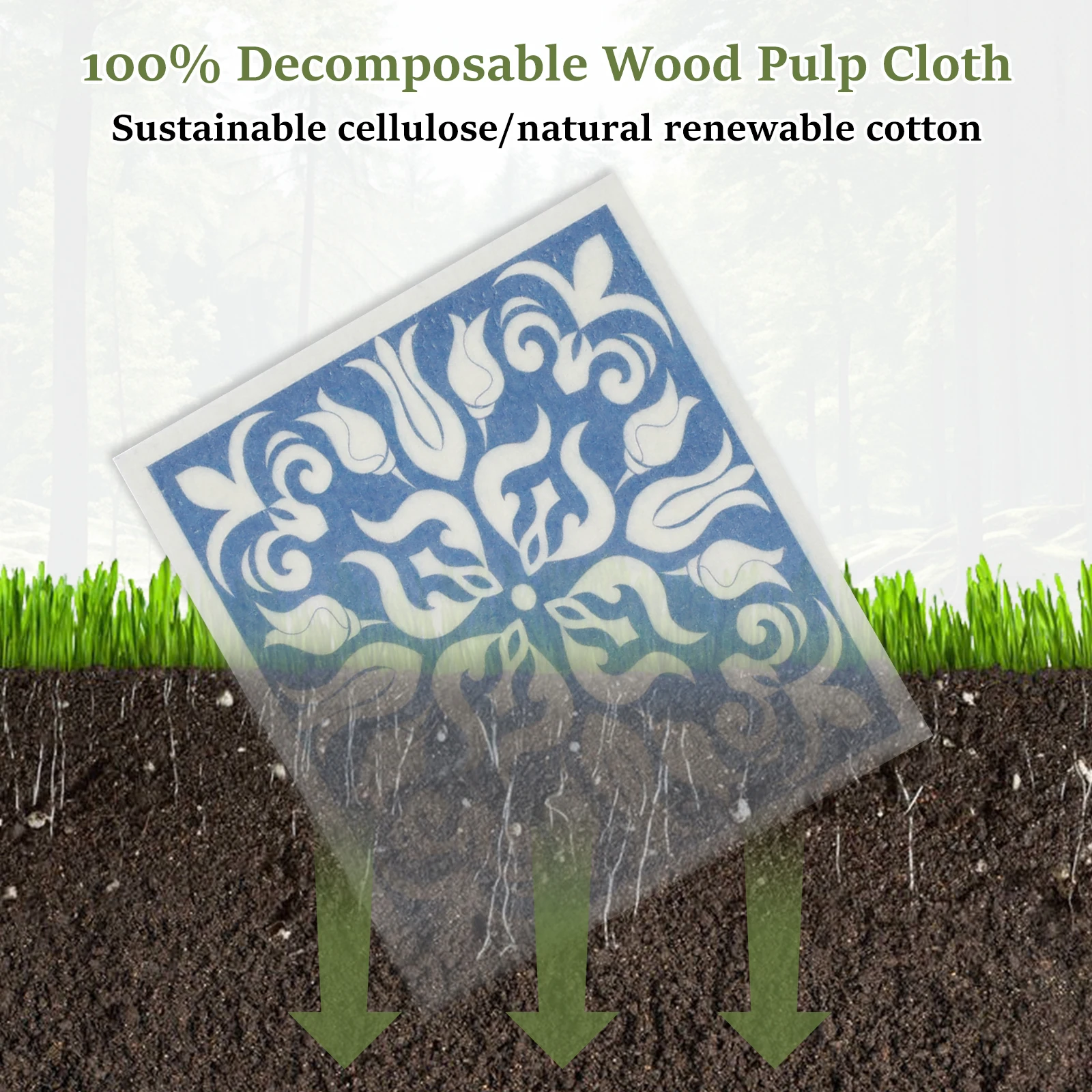 Absorbent Wood Fiber Kitchen Dishcloths Reusable Cleaning Cloths