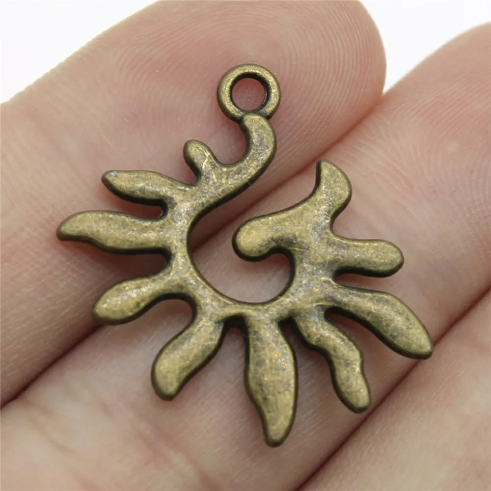 10pcs Antique Bronze & Silver Sun Charms Pendant