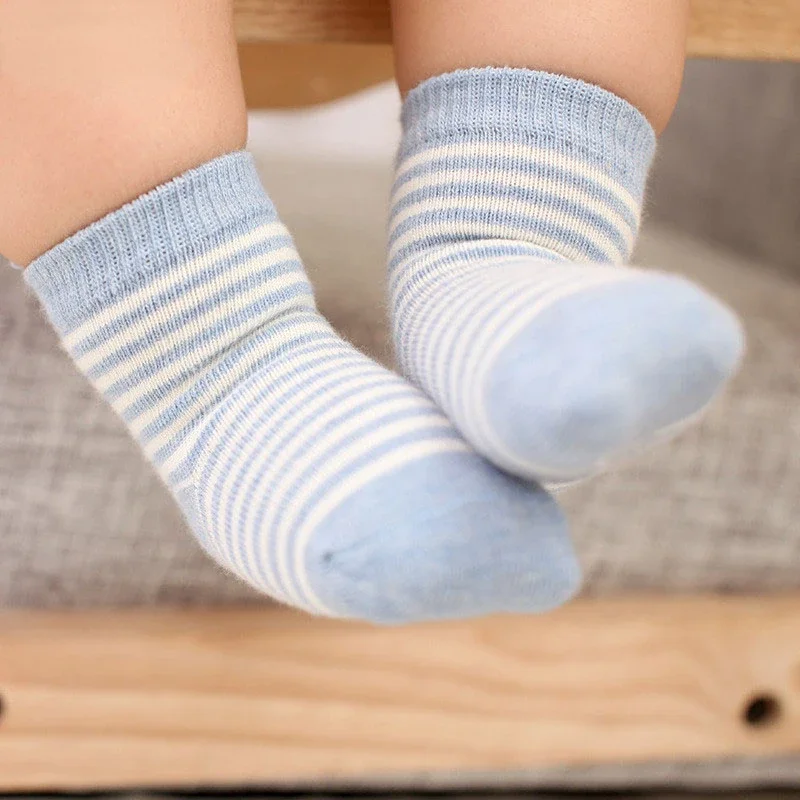 kids socks 5 pairs lot soft cotton boy girl baby infant fashion stripe warm for autumn winter 0-6 years children cartoon