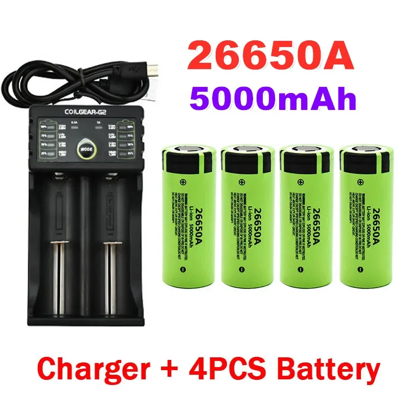 充電式リチウムイオン電池,26650a用,高品質,26650, 5000mah,3.7v,50a