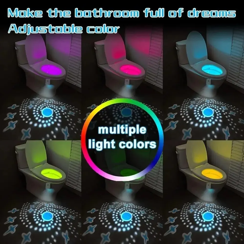 Toilet Night Lights Motion Activated Toilet Bowl Light 7Color Changing Bathroom Decoration LED Nightlight Night Lamp Smart Light 2