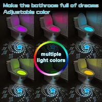 Toilet Night Lights Motion Activated Toilet Bowl Light 7Color Changing Bathroom Decoration LED Nightlight Night Lamp Smart Light 2