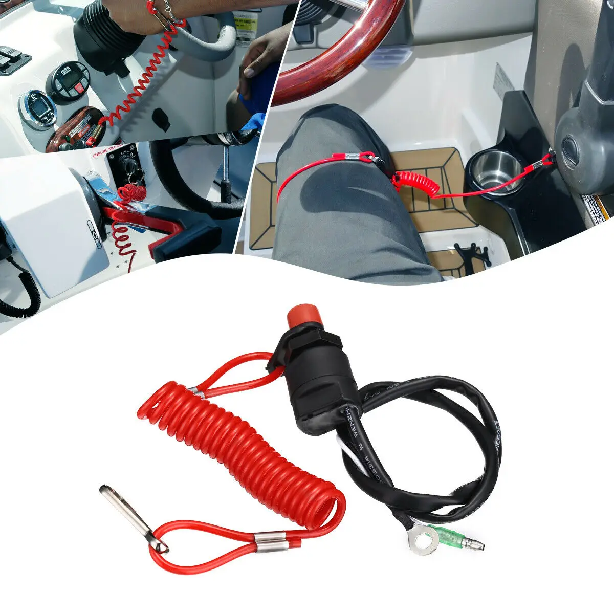 1pc Boat Outboard Engine Motor Kill Stop Switch Safety Tether Lanyard