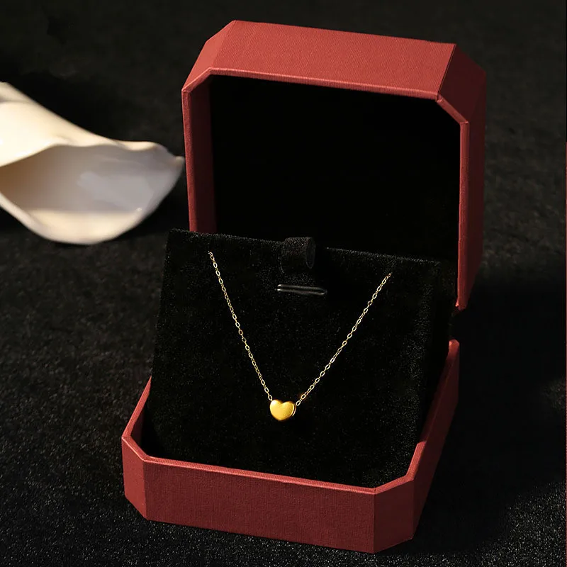LABB 999 Full Gold Love Pendant 3D Hard Gold Peach Heart Necklace Pendant Women's Fine Jewelry Valentine's Day Gift D0035