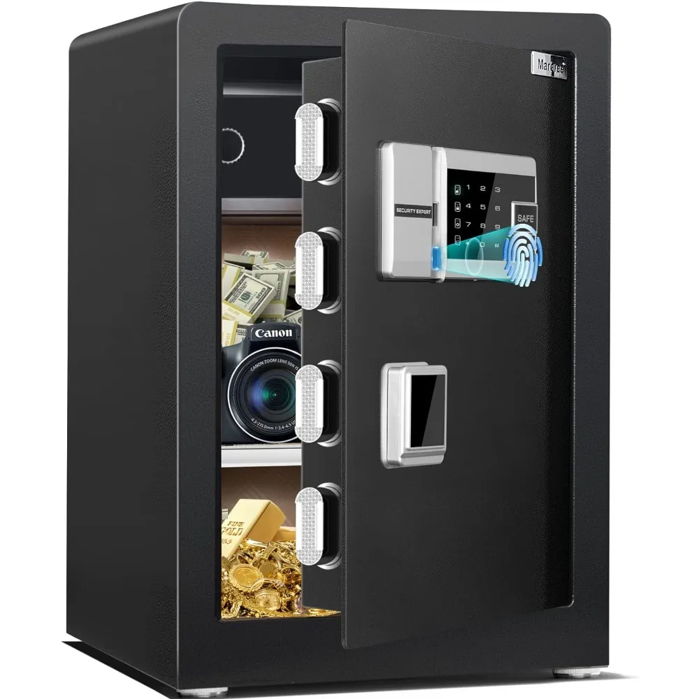 

Marcree Biometric Fingerprint Safe Box, 2.6 Cub Fingerprint Safe with Voice Prompt and Private Inner Cabinet, Home Safe