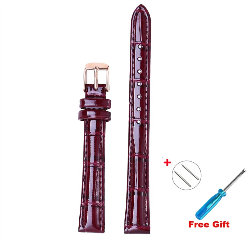 Premium Wine Red Genuine Leather Watch Strap - High-Quality Accessory