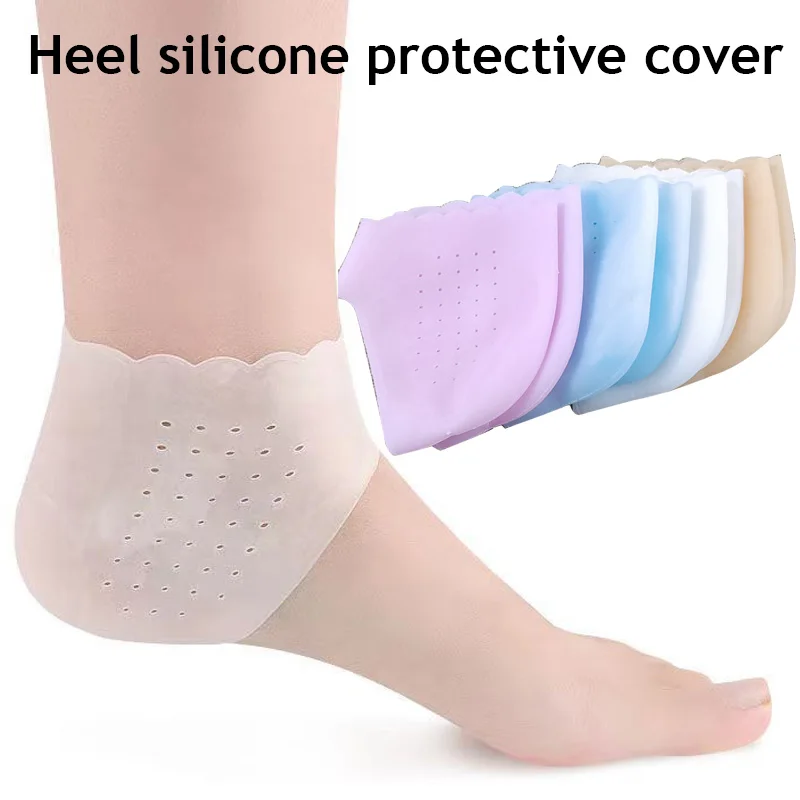 

2Pcs Silicone Feet Care Socks Moisturizing Gel Heel Thin Socks with Hole Cracked Foot Skin Care Protectors Lace Heel Cover Foot