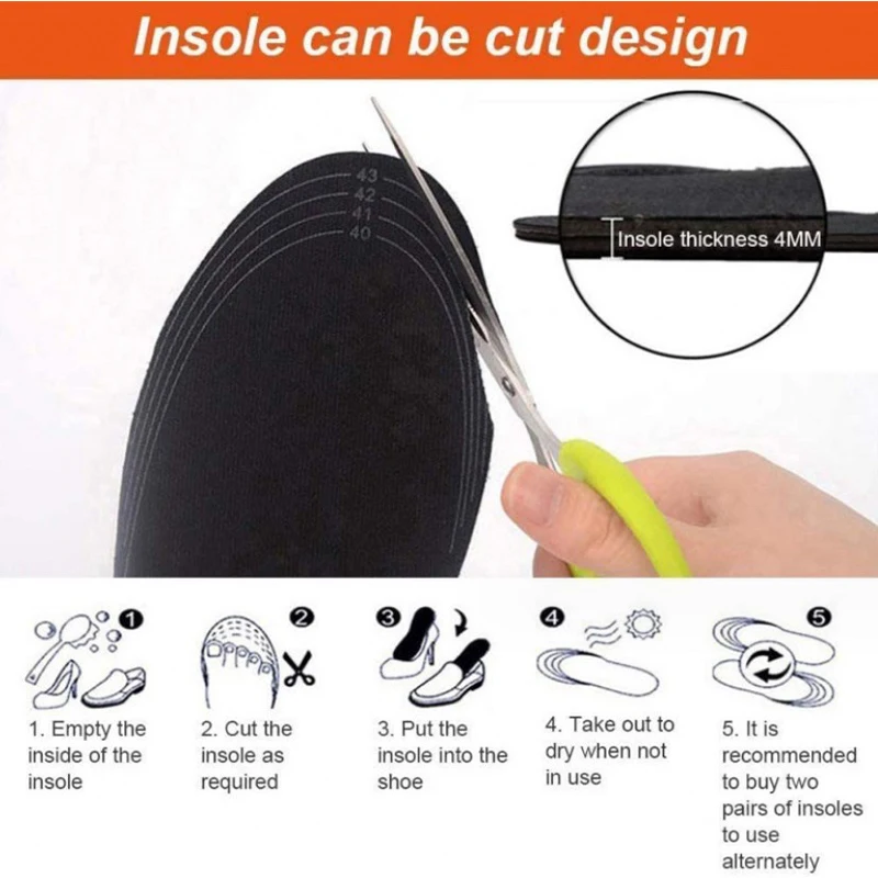 1PC USB Rechargeable Heated Insoles Size 35-46 DIY Customizable Electric Heated Shoes Pad for Outdoor Skiing Winter Foot Warmers