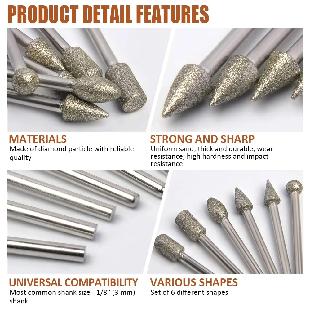 Kit 20 Brocas Diamante - Haste 3mm Para Dremel E Manuais