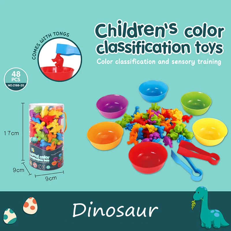 Rainbow Sorting Game Animal Puzzle Toy Dinosaur Traffic Color Matching Game Montessori Education Sensory Toys For Kids Preschool