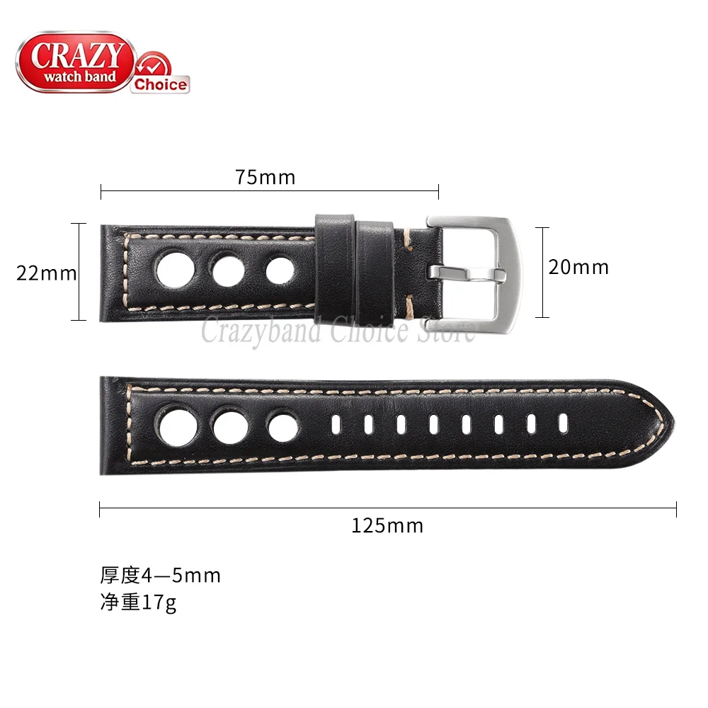 Vintage Brown Cowhide Leather Watch Strap with Pin Buckle - Unisex Wrist Band