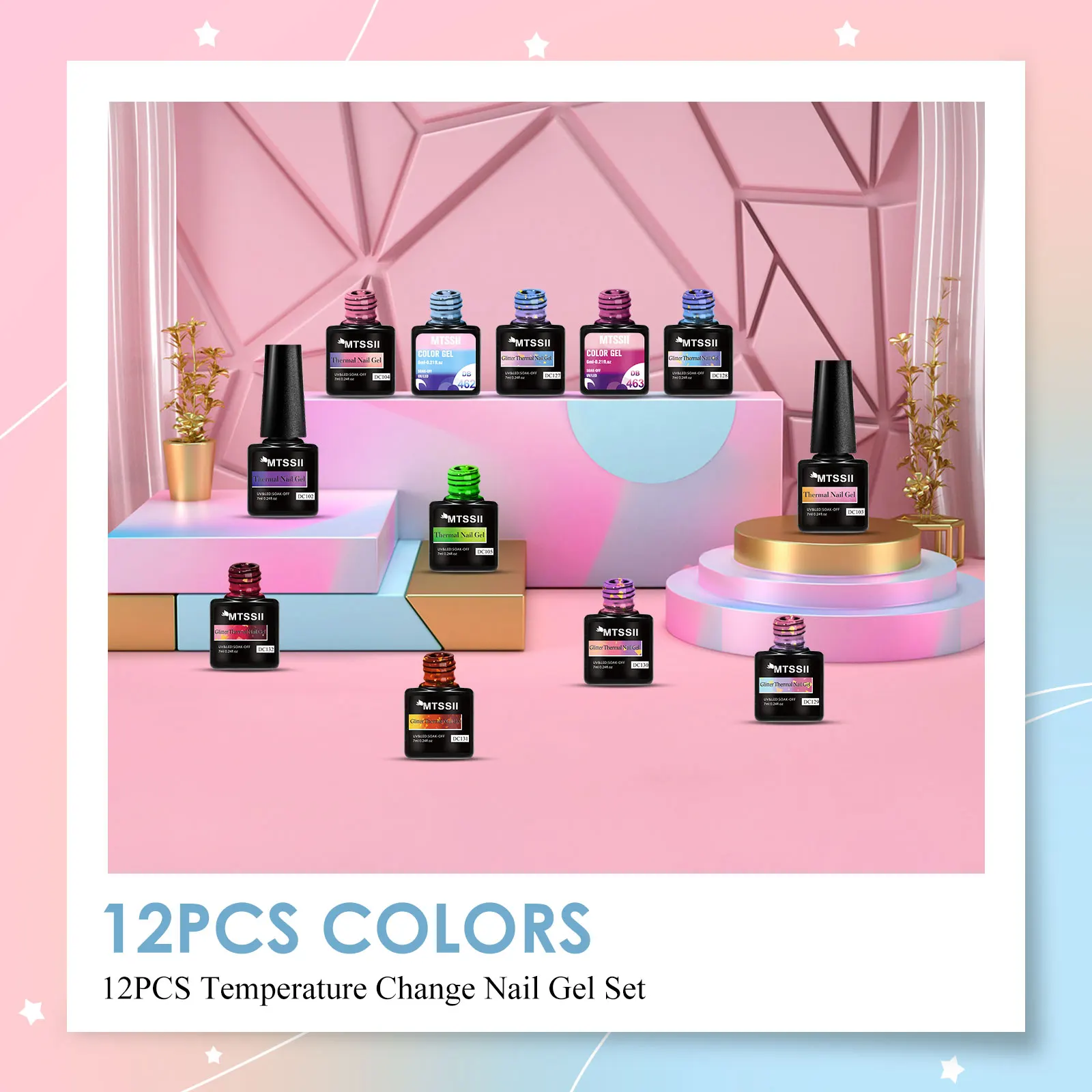 12PCS Temperature Nail Gel Set 3-Layers Change Color Polish Autumn Popular Colors Gel Soak Off UV Nail Manicure Art Varnish Kit 6