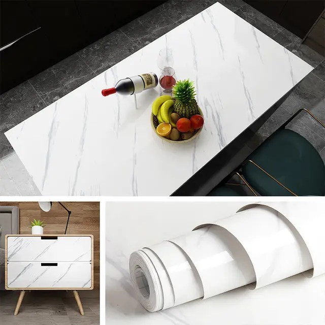 Marble Vinyl Film Self Adhesive Wallpaper for Bathroom Kitchen Cupboard