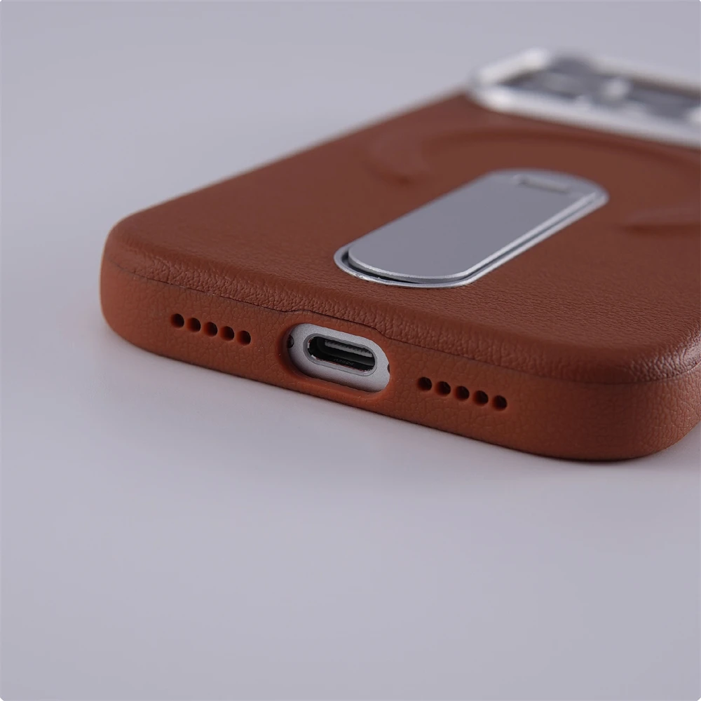 Premium Rotation Kickstand Business PU Leather Case with MagSafe Magnetic Matte Shockproof Cover