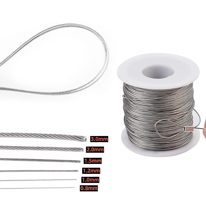 5m/10m 7*7 structure multi-strand stainless steel wire rope soft hanging rope pull drying rack fence handrail