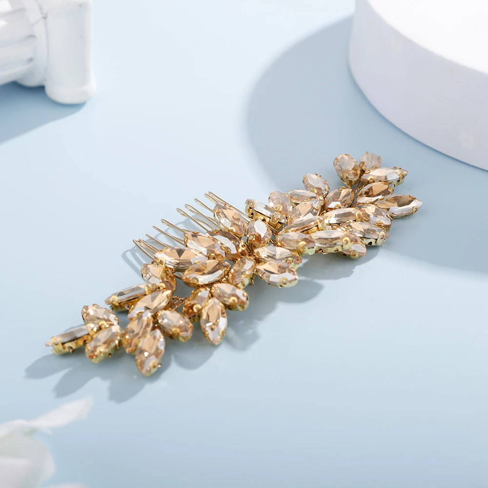 S53c30d901bc94112a1623777a42507b8j Fashion Rhinestone Hair Comb for Bridal Headpiece 9 Color Wedding Hair Accessories Women Handmade Tiara Headdress Party Headwear Mallzona