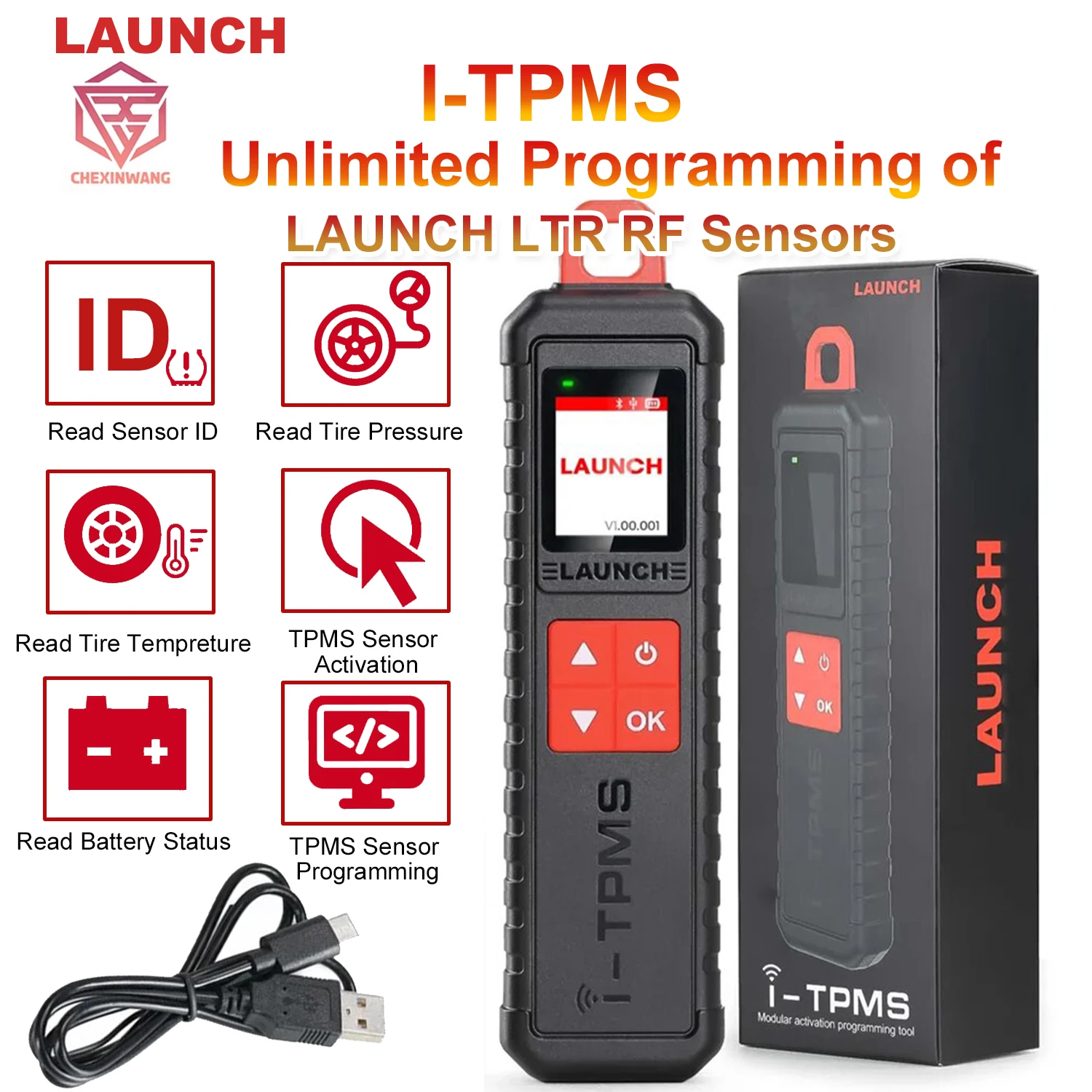 Launch Itpms Handheld Tpms Service Tool I-Tpms Car Tire Pressure Detector Tool Aggiornamento Di Tsgun Supporta Tutti I Sensori 315/433Mhz