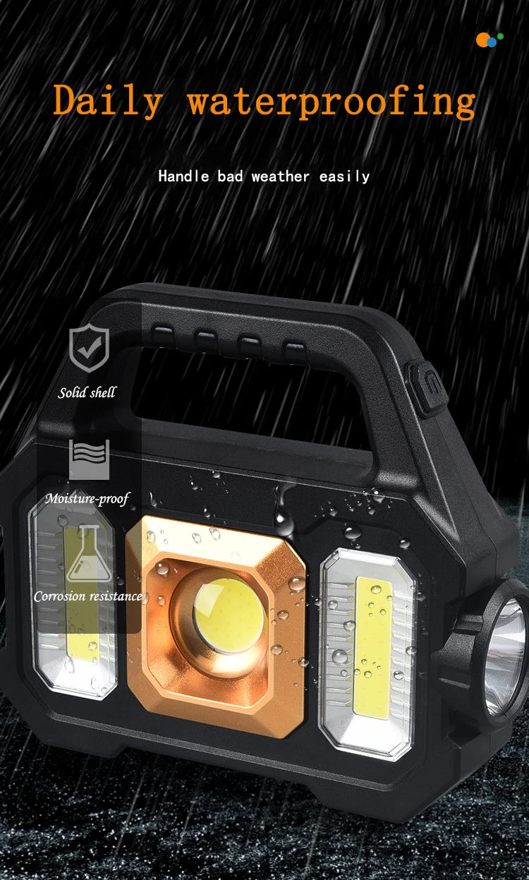 Solar Rechargeable LED Flashlight COB Zoomable Waterproof Tactical Torch Can Charge Mobile Phone for Camping portable flashlight portable torch