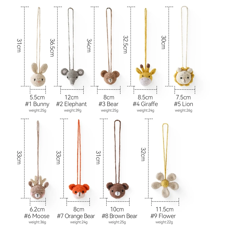 1pc Baby Animal Crochet Crib Gym Pendant Rattle Toys Newborn Hanging Toy Crib Bracket Pendant Gym Montessori Children's Toy Gift 6