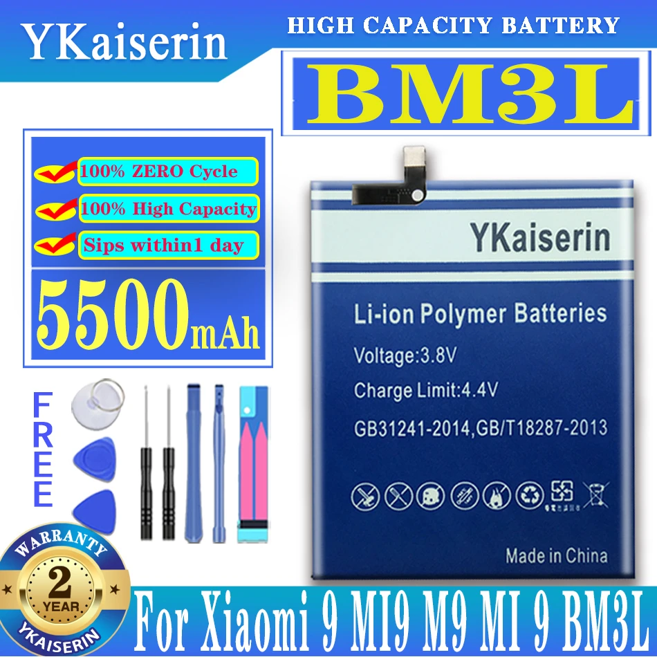 

YKaiserin Replacement Battery For Xiaomi 9 MI9 M9 MI 9 For Xiaomi9 BM3L Genuine Phone 5500mAh Replacement Batteria + Track NO