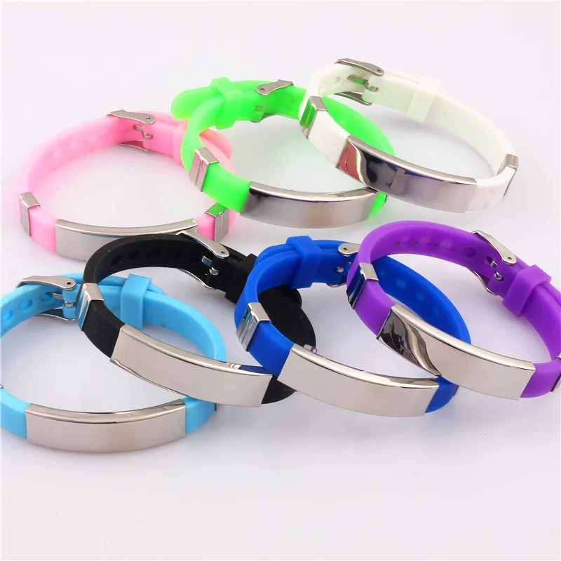 

S3129 Fashion Jewelry Simple Stainless Steel Silicone Bracelet For Man Woman Candy Color Sports Bracelet