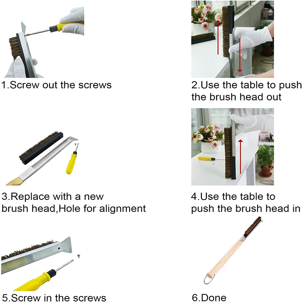 Pizza Stone Cleaning Brush Stalk Fiber Coconut Palm Shell Rubber Wood Long Handle Pizza Tool