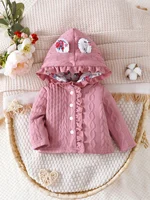 Autumn And Winter Girl Baby Pink Long Sleeve Jacket Design Lace Hooded Ears Warm Clothes Lady Everything Match Baby Girl Coat 1