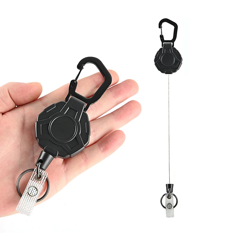 Anti-theft Metal Easy-to-pull Buckle Rope Elastic Keychain Sporty Retractable Key Ring Anti Lost Yoyo Ski Pass ID Card images - 6