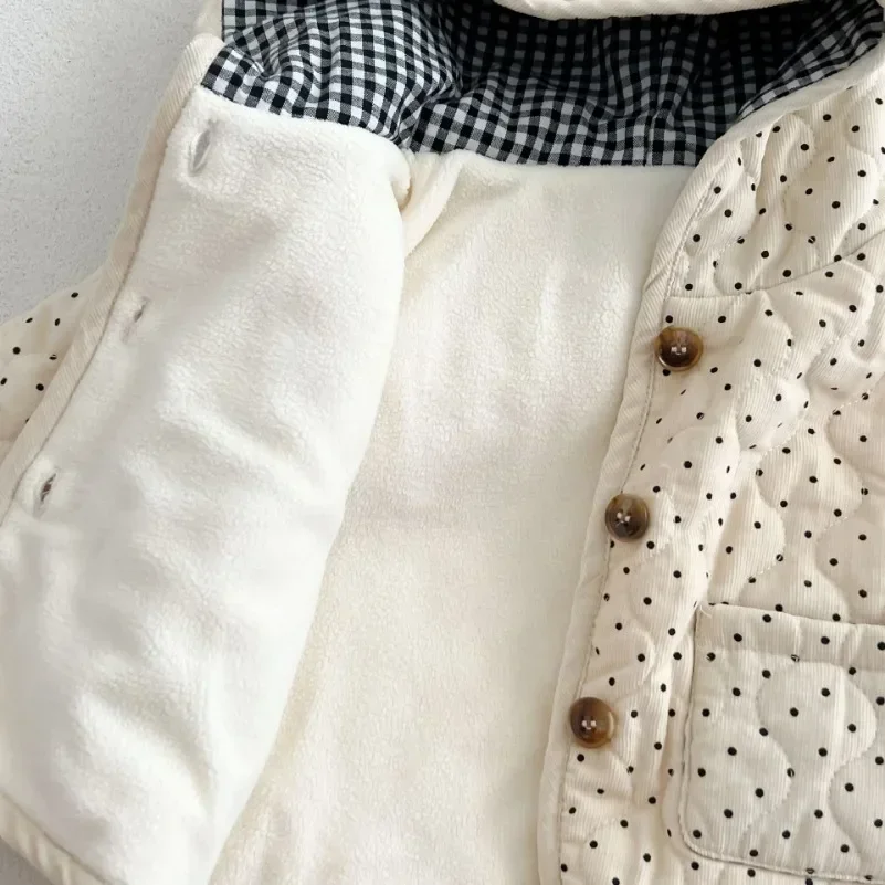 Children Clothes Hooded Cotton-padded Coat Winter Spring Wave Dot Baby Boy's Coat Cotton-padded Hooded Girl's Jacket with children jackets girls coat
