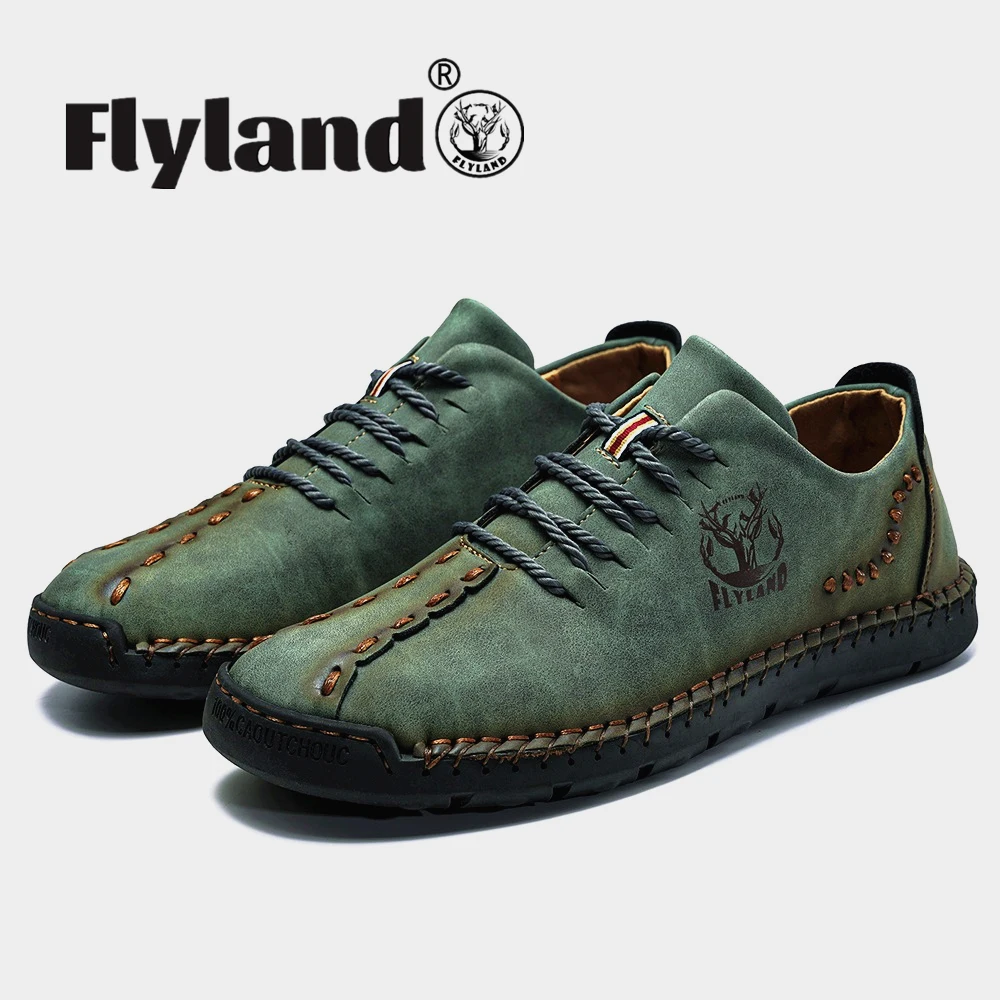 FLYLAND Men's Casual Leather Shoes Outdoor Comfortable High Quality Driving Shoes Handmade loafers breathable sneakers men sneakers spring fashion leather shoes high quality men loafers soft bottom anti slip driving shoes mens breathable footwear