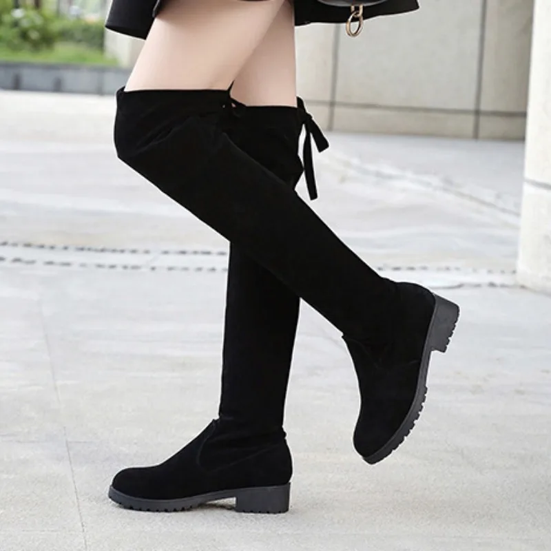 

Женские высокие сапоги, черные зимние новые модные сапоги 2023, Женские однотонные Сапоги выше колена, привлекательная обувь стрейч для женщин, Zapatos