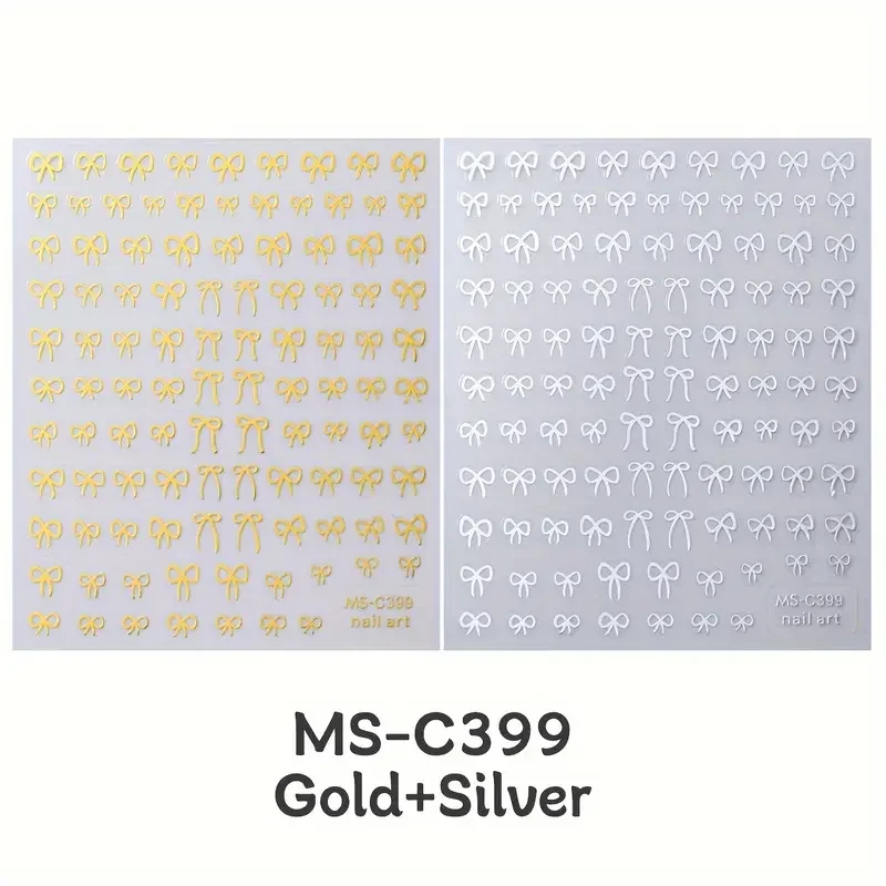 Stylish Bowknot Lace Ribbon Nail Art Stickers - Self-Adhesive Butterfly Decals