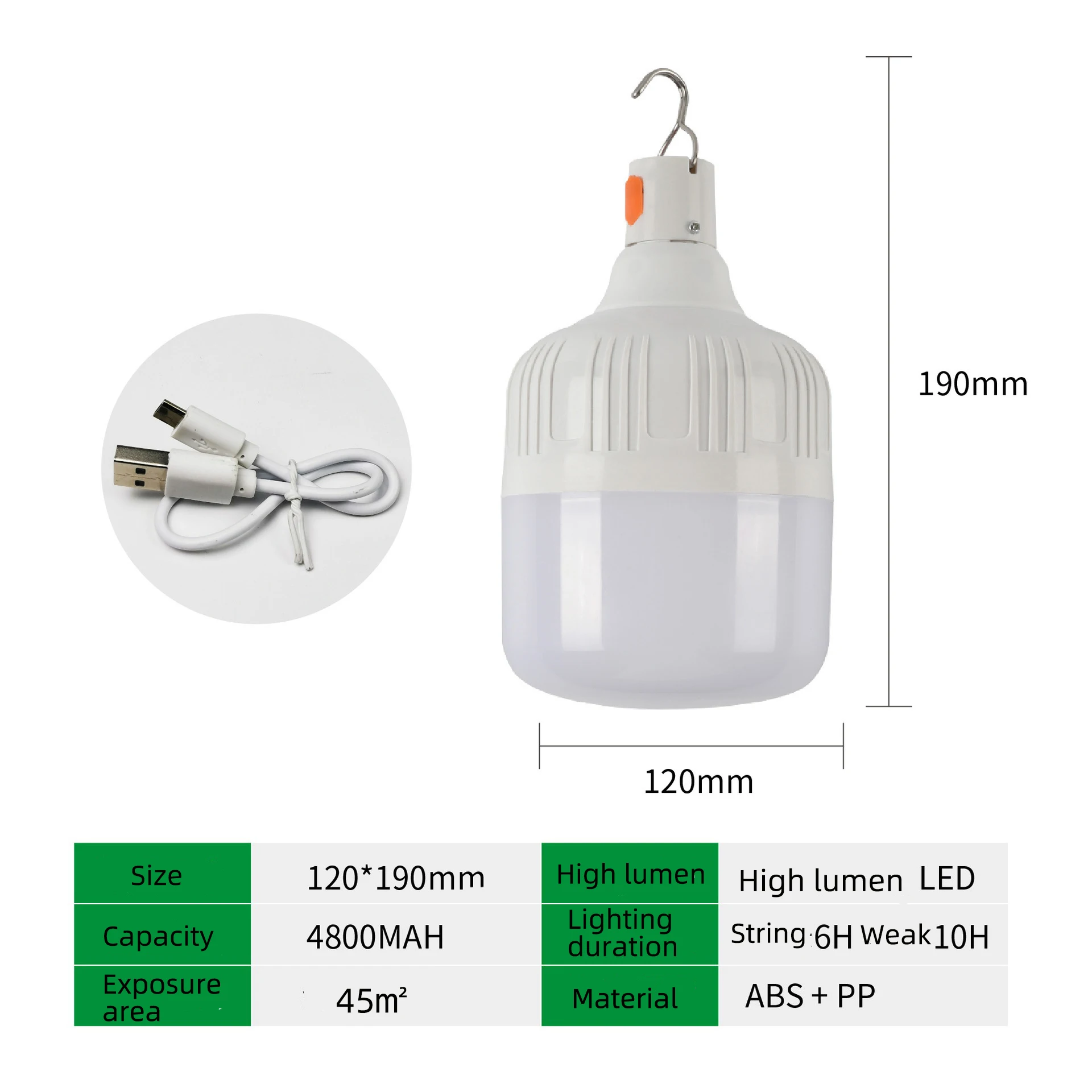 Bombilla Recargable Led Focos De Luz Para Camping Linterna Portatil