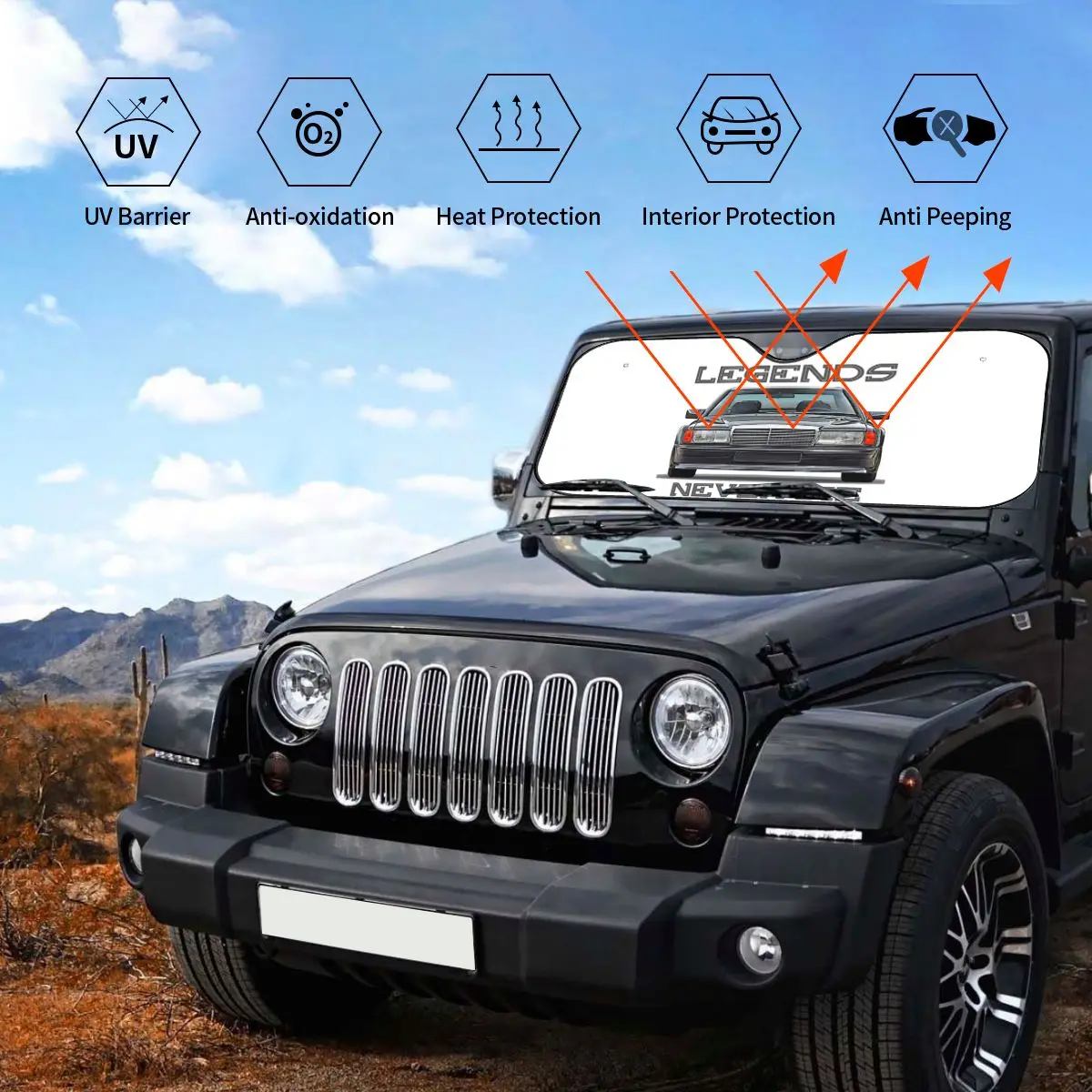 Car Sunshade Windscreen Front Window Visor 70x130cm W201 190E
