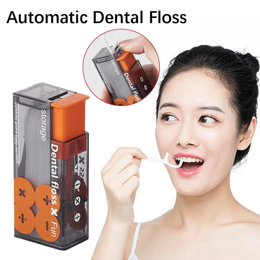 

Automatic Dental Floss Storage Box With 10pcs Dental Hygiene Floss Floss Portable Dental Care Dispenser Convenient Oral Z6h3